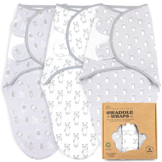 Bublo Baby Swaddles for Newborns – 3-Pack Infant Swaddles 0-3 Months – Adjustable Newborn Swaddle Sleep Sack – Soft Organic Cotton Baby Wrap for Safe & Cozy Sleep