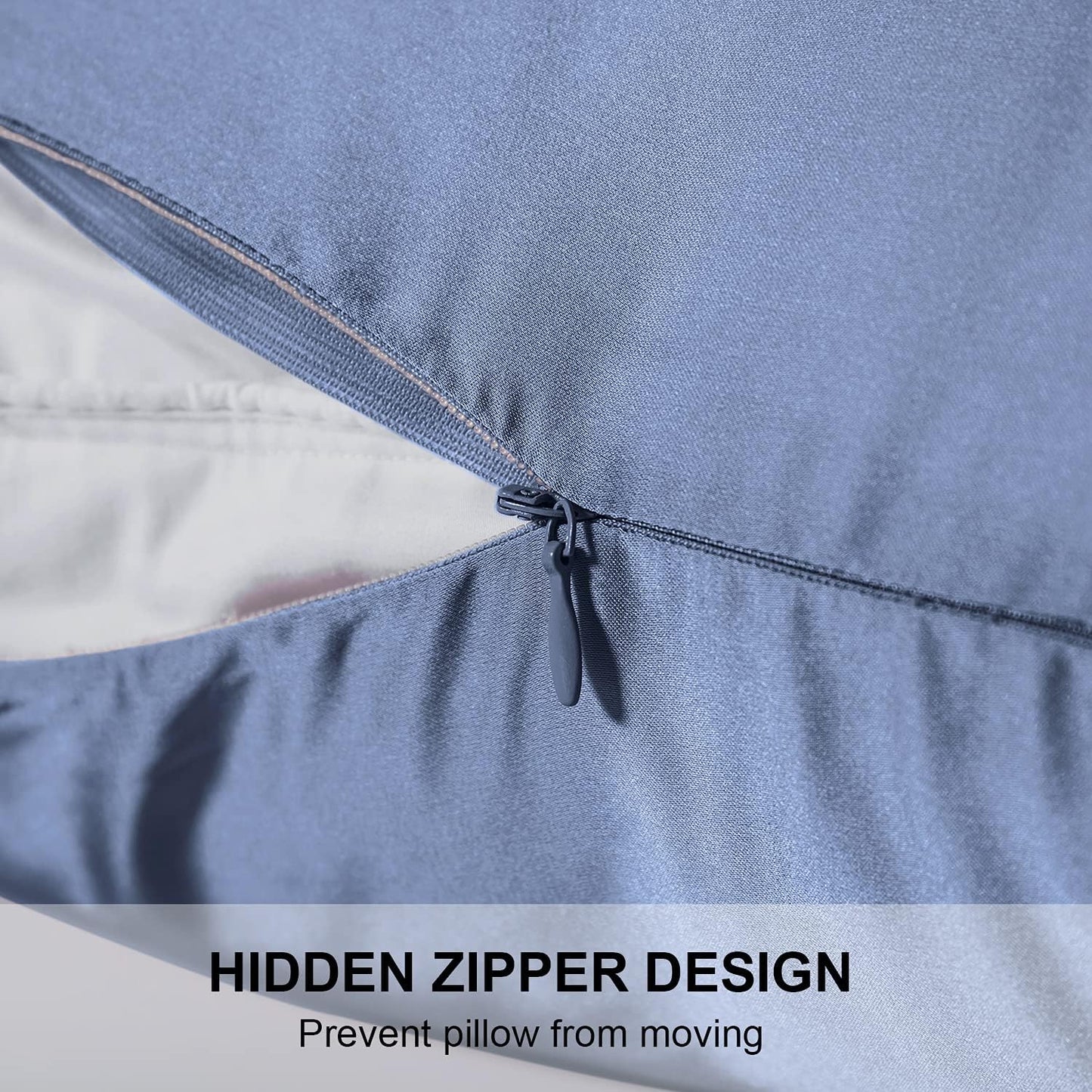 Mulberry Silk Pillowcase for Hair and Skin,Standard Size Cooling Silk Pillow Case with Hidden Zipper,Allergen Proof Dual Sides Soft Breathable Smooth Silk Pillow Cover for Women(Standard,Grayish Blue)