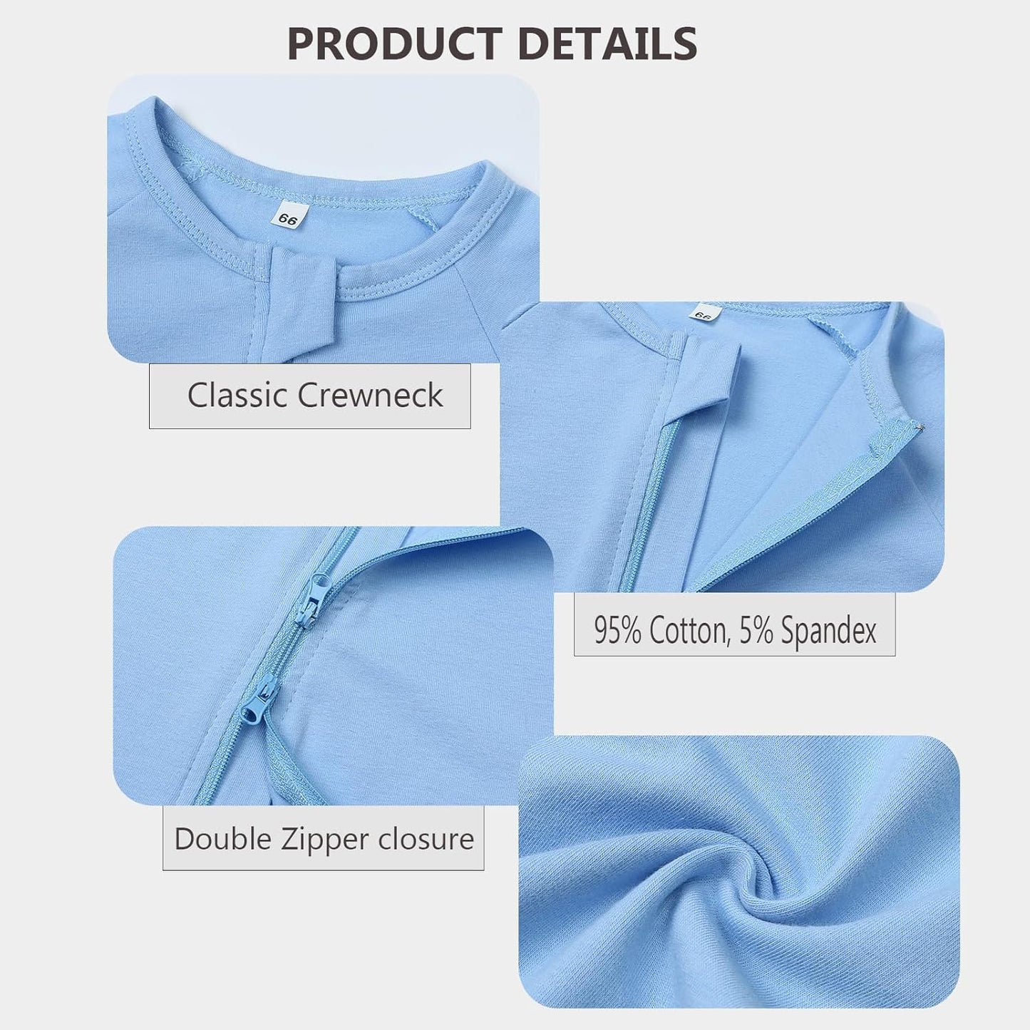 Feidoog Baby Boys 2Pack Rompers Summer Short Sleeve 2 Way Zipper One-Piece Romper Jumpsuit Sleep and Play