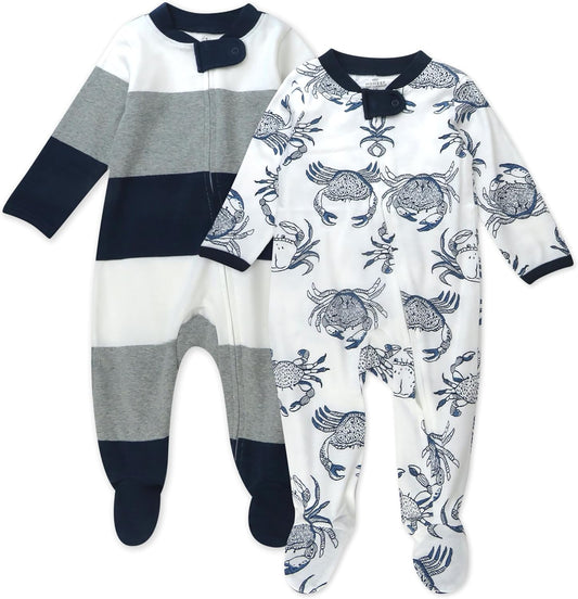 HonestBaby Baby Sleep N' Play One-Piece Zip-Front Footed Organic Cotton Pajama Sleeper