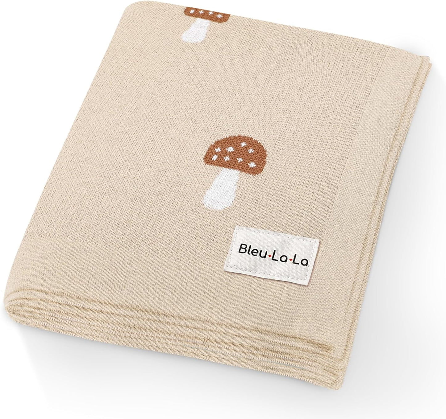 Unisex Baby Swaddle Blanket 100% Cotton Buttery Soft Cozy Receiving Swaddle Crib Stroller Blanket for Shower Gift Registry for Newborns, Infants, Toddlers (Mushroom - Cream)