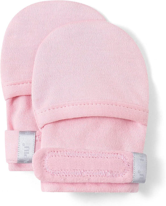 HAPIU Baby No Scratch Mittens Stay On, 100% Cotton Breathable, Adjustable Infant Gloves for Boys Girls, Newborn - 12 M