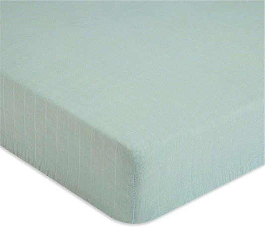 Crane Baby Fitted Sheet, Soft Cotton Fitted Sheet for Cribs and Nurseries, Evergreen, 28”w x 52”h x 9”d