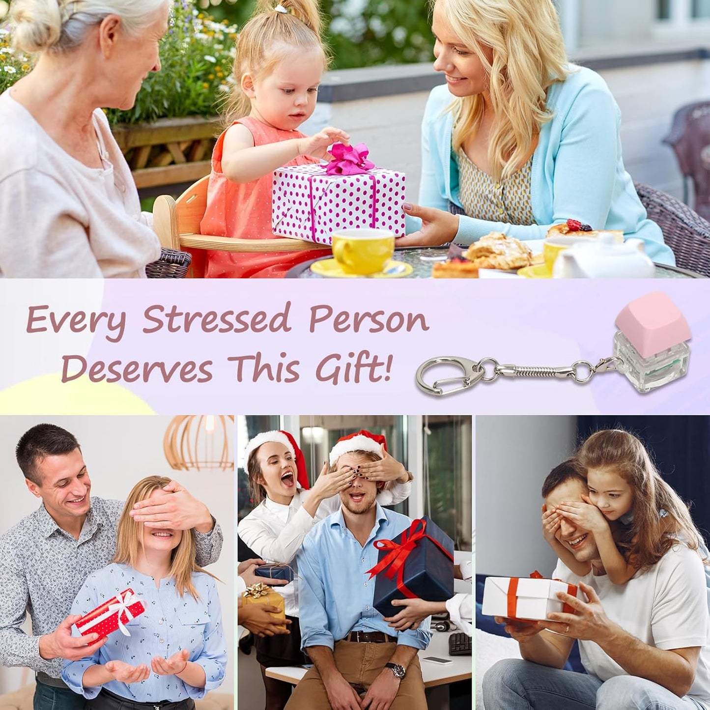 Keyboard Fidget Toys for Adults Keyboard Clicker with LED Light Keychain Fidget Sensory Fun Toys for Anxiety Decompression (Pink, 1P)