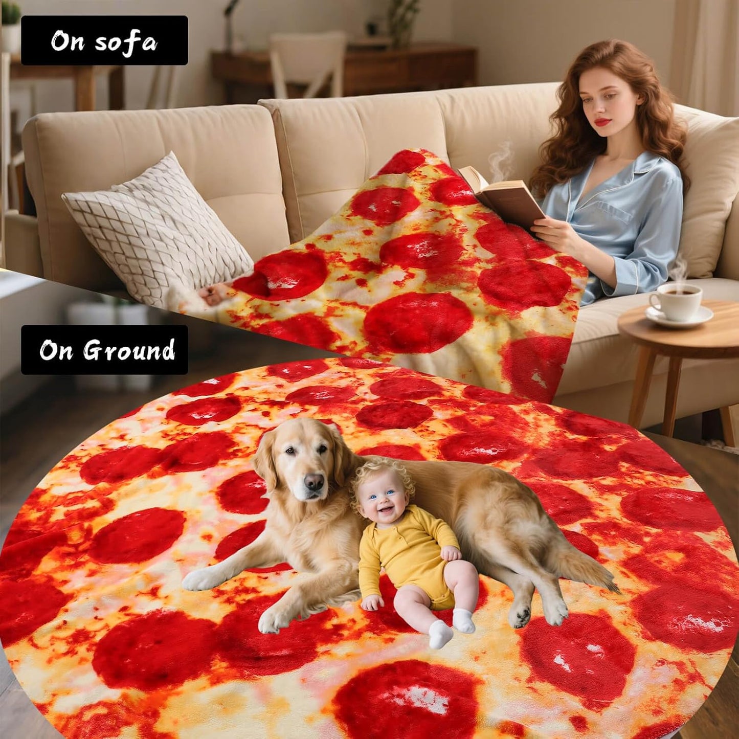 74in Pepperoni Pizza Blanket White Elephant Gifts for Adults Useful Sausage Throw Blankets Woemn Men Party Cool Stuff Novelty Gag Soft Fleece Wrap