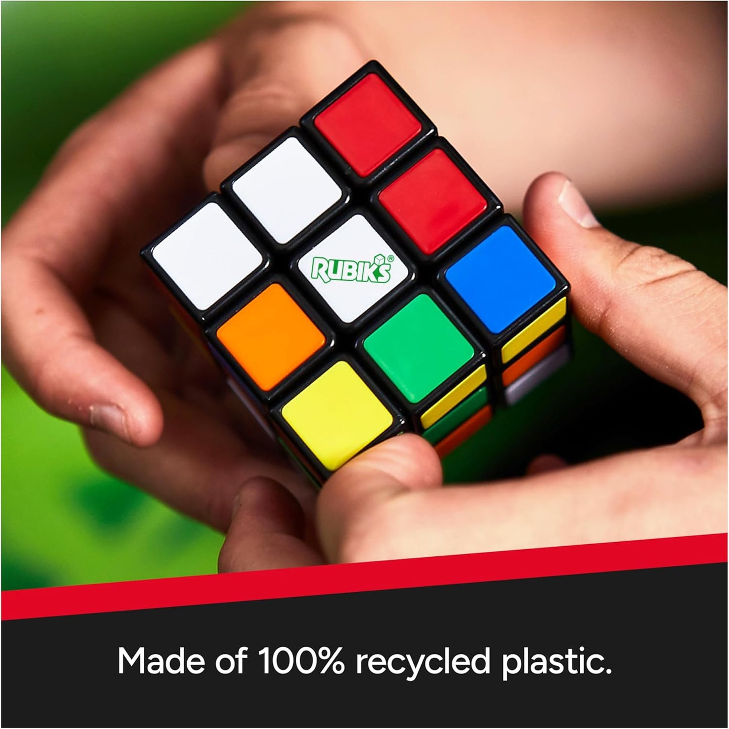 Rubik's Re-Cube, The Original 3x3 Cube Made with 100% Recycled Plastic 3D Puzzle Fidget Cube Stress Relief Travel Game, for Adults and Kids Ages 8+