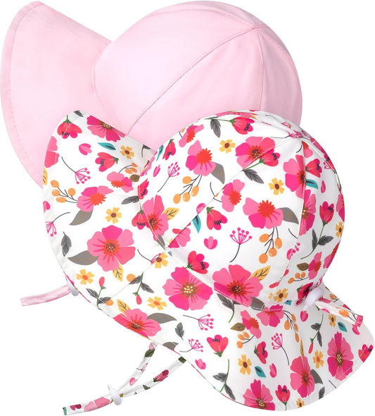 Baby Sun Hat Toddler Girl Beach Hat Adjustable Outdoor Summer Hat UPF 50+ Sun Protection Wide Brim Infant Kids