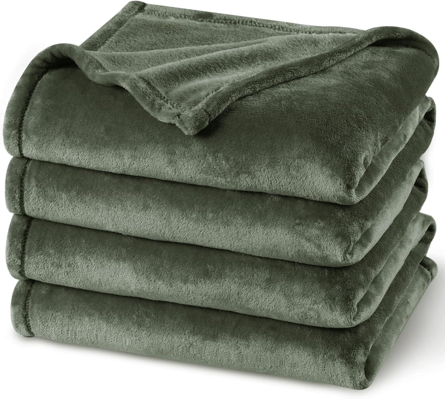 PHF Ultra Soft Fleece Blanket Twin Size, No Shed No Pilling Luxury Plush Cozy 300GSM Lightweight Twin XL Blanket for Bed, Couch, Chair, Sofa Suitable for All Season, 76" x 90", Olive Green