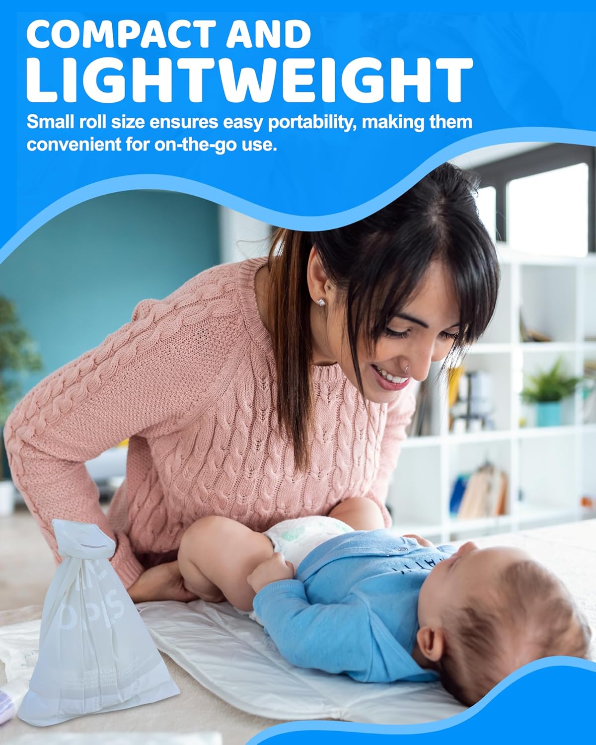 Compostable Disposable Diaper Bags Refills | 6 Rolls, 72 Leak-Proof, XL Biodegradable Baby Poop Bags | Eco-Friendly Diaper Trash Bags for Home, Travel, Pet Waste | Odor-Free,