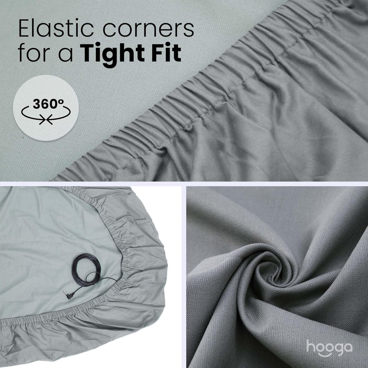 Hooga Grounding Crib Sheet, Organic Fitted Grounded Sheet for Baby Crib, Earth Connected Bedding (52”x28”x8”) Pure Silver Fiber and Cotton, Grounding Cord Included. Gray