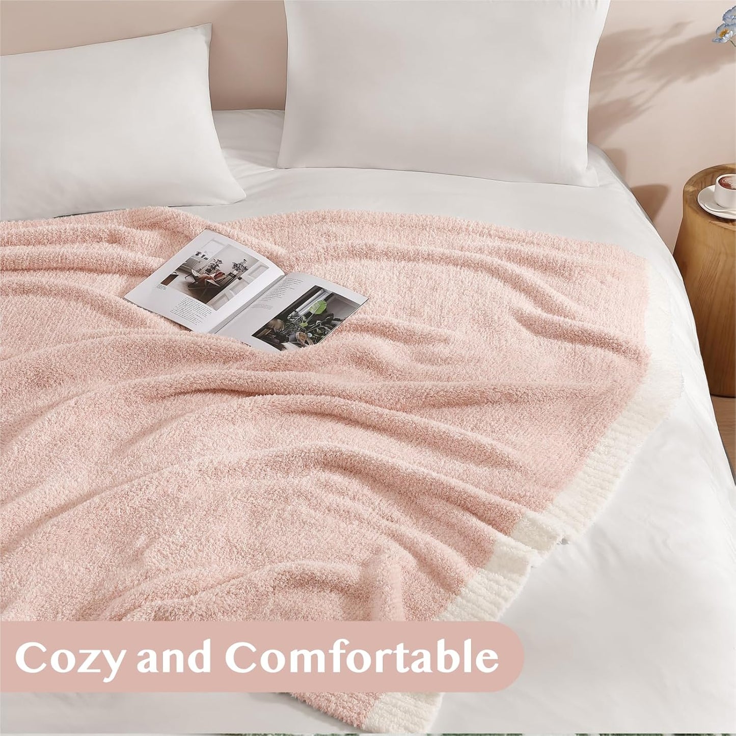 WRENSONGE Throw Blanket Cationic Dyeing Pink Soft Cozy Fluffy Warm Hand Made Throw Blankets for Couch, Sofa, Chair, Bed, Camping, Picnic, Travel Lightweight Bed Blanket - 50"*60"