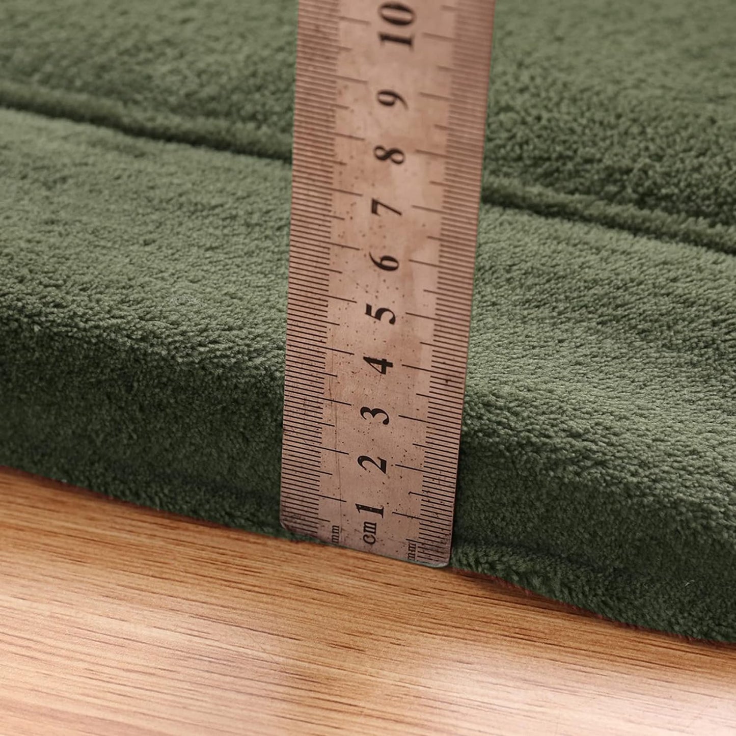 MAXYOYO Coral Velvet Area Rug, Thick Japanese Tatami Mat Living Room Carpet with Non-Slip Backing, Large Solid Color Mat for Bedroom Dormitory Yoga, Olive Green, 78 by 78 inch