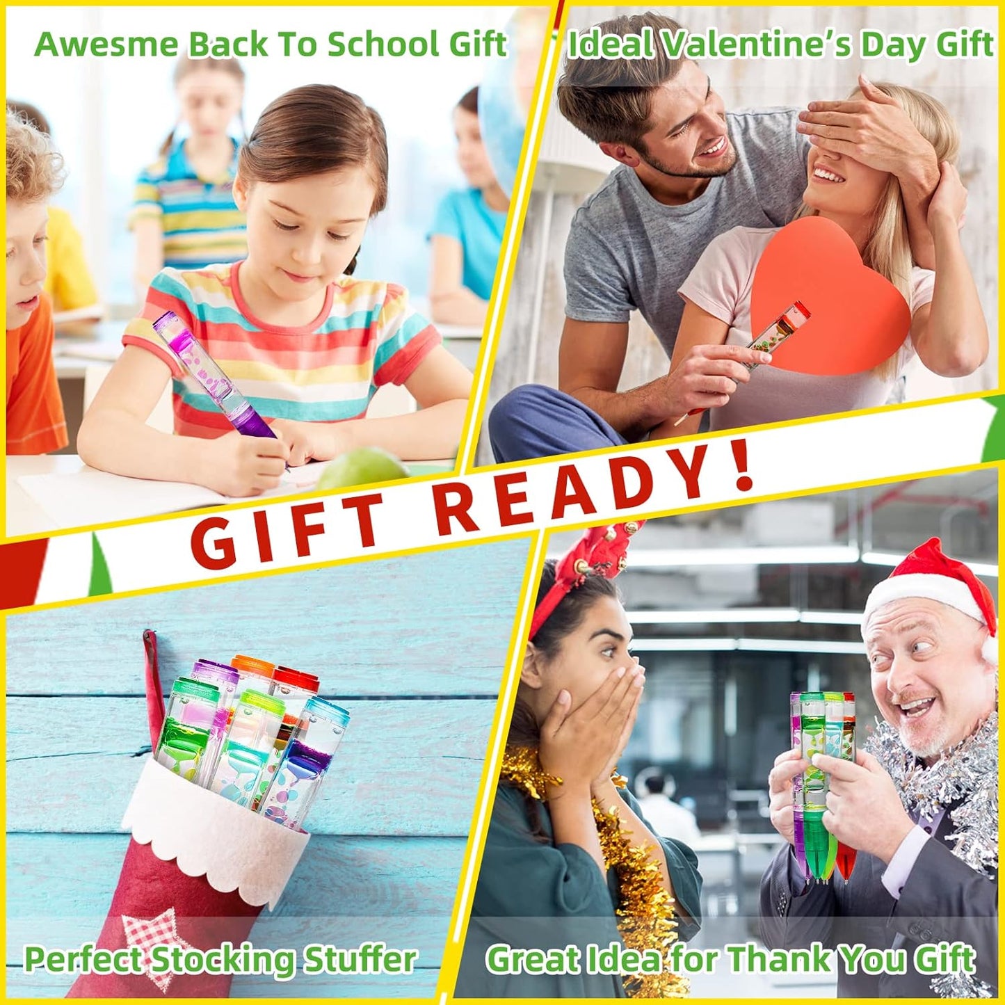 YUE MOTION Liquid Motion Bubbler Pens - Sensory Toy Pens for Classroom-Fidget Pens for Kids and Adults-Colorful Timer Pens for Stress and Anxiety Relief-2 Pack