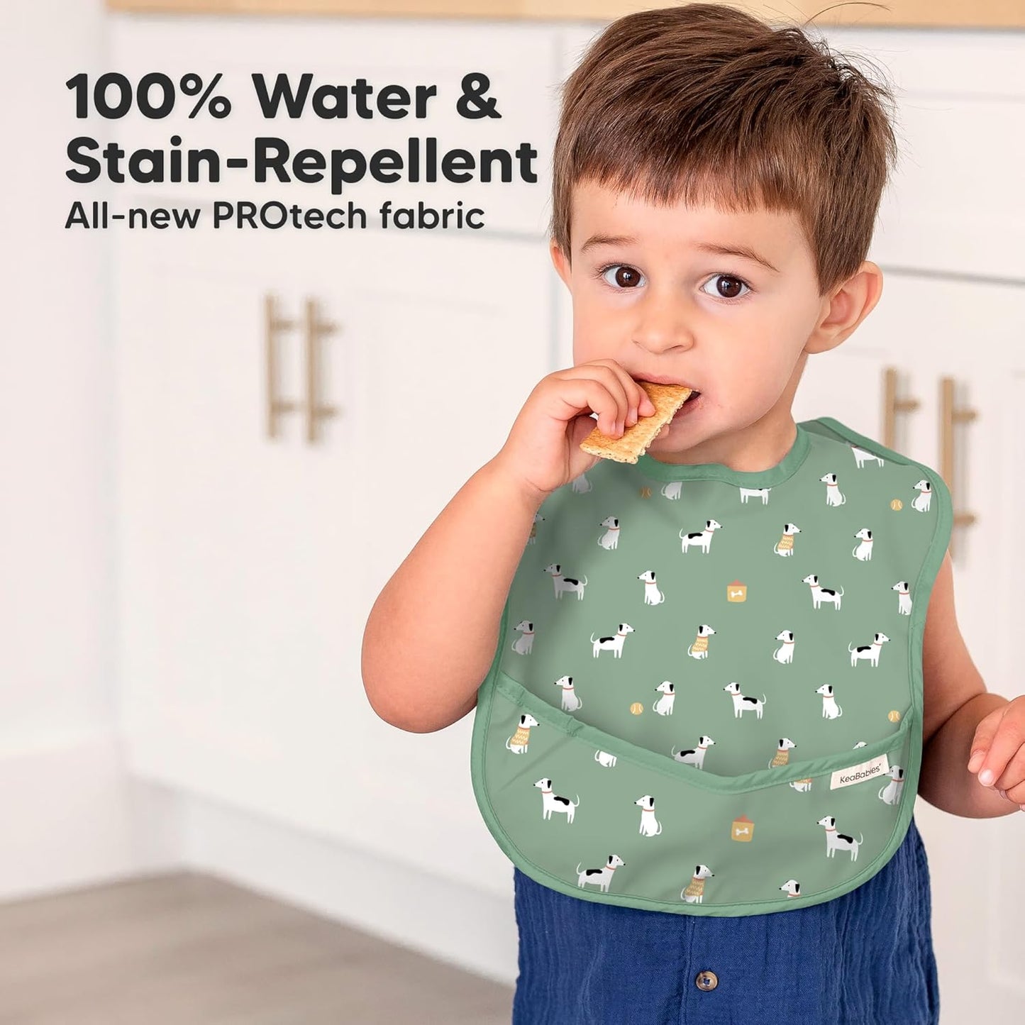 3-Pack Waterproof Baby Bibs for Eating - Lightweight Toddler Feeding Bibs with Large Food Catcher, Mess Proof, Food-Grade Baby Eating Essentials, Easy to Put On & Clean (Pets & Paws)