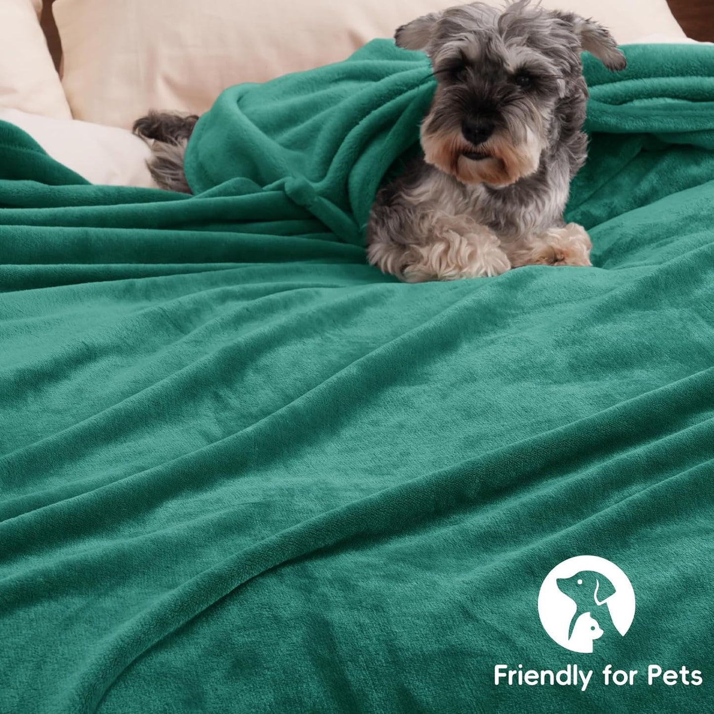 PHF Ultra Soft Fleece Blanket King Size, No Shed No Pilling Luxury Plush Cozy 300GSM Lightweight Blanket for Bed, Couch, Chair, Sofa Suitable for All Season, 108" x 90", Teal Green