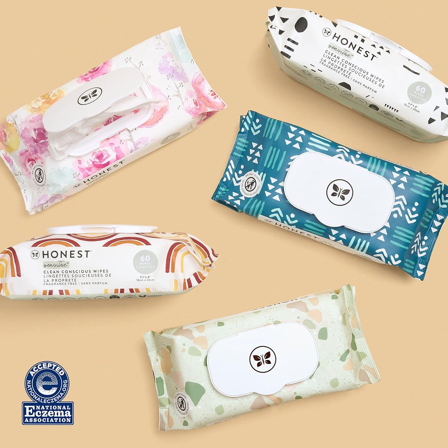 The Honest Company Clean Conscious Multi-Use Wipes | Hypoallergenic + Unscented for Sensitive Skin | Over 99% Water, Compostable, Plant Based, Baby Wipes | Geo Mood, 576 Count