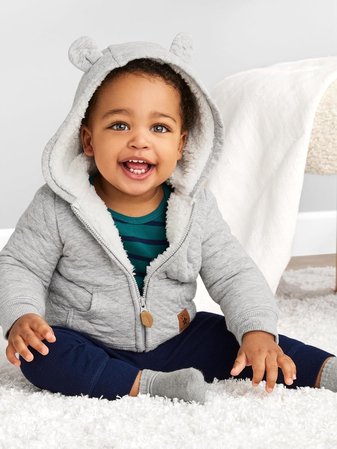 Simple Joys by Carter's Baby Hooded Sweater Jacket with Sherpa Lining