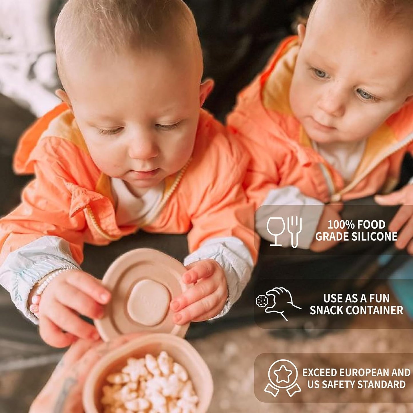 Moonkie Silicone Baby Food Containers | 8oz/4 oz Baby Food Storage Jars with Airtight Lids and A Snack Cup Lid | Freezer,Microwave and Dishwasher Safe, Reusable Baby Food Jars for Infant & Toddler