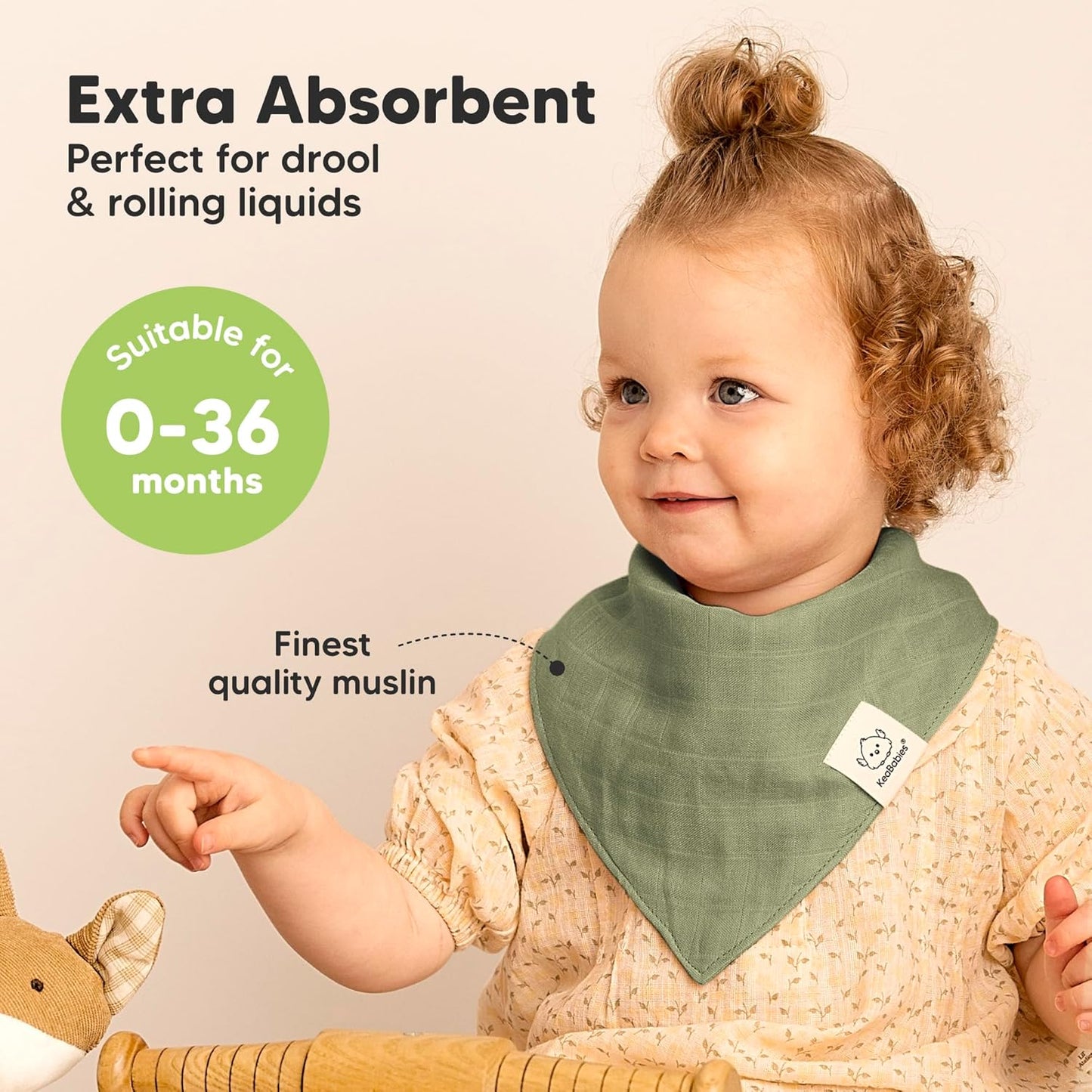 8-Pack Muslin Baby Bibs for Boys, Girls - Muslin Bandana Drool Bibs for Baby Girl & Boy, Drooling Newborn, Teething Toddler, Infant 0-36 Months, 100% Cotton Extra Absorbent & Soft (Pine)