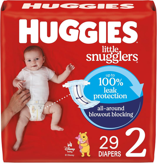 Huggies Size 2 Diapers, Little Snugglers Baby Diapers, Size 2 (12-18 lbs), 29 Count, Packaging May Vary