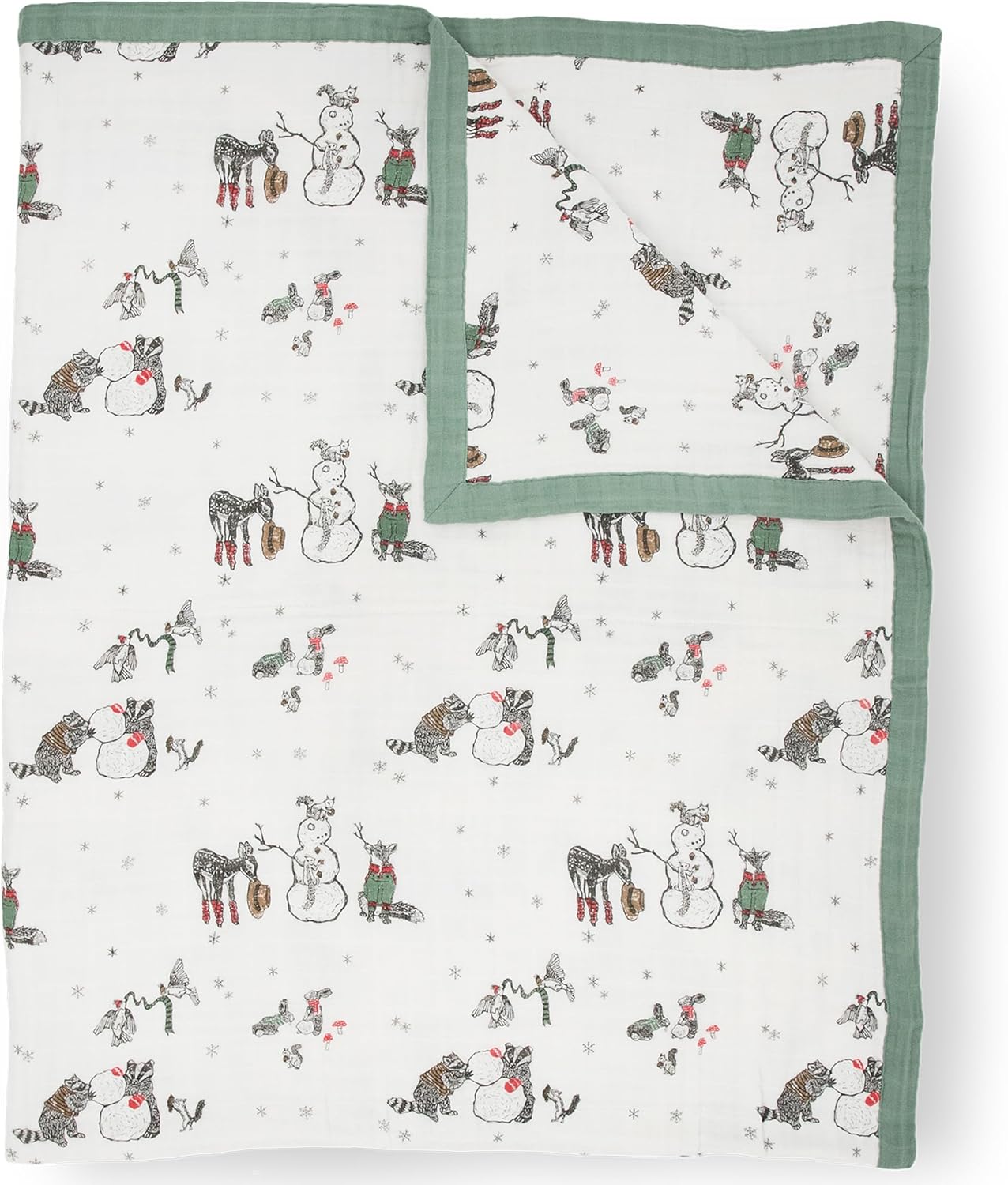 Little Unicorn Premium Quilted Throw | Super Soft, Multi-Layered Muslin XL Blanket| Great for Kids & Families (Snow Day)