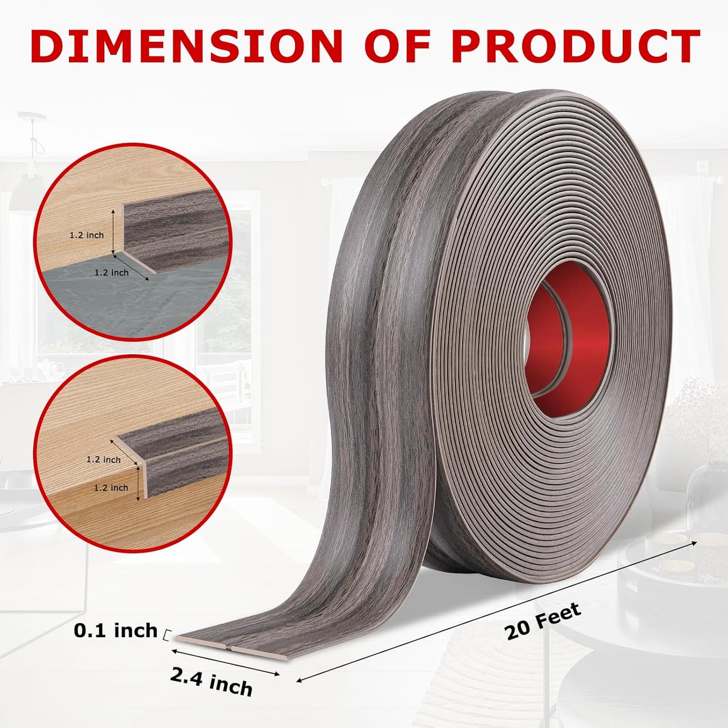 Flexible Wall Corner Protector Moulding Trim Peel and Stick Wall Corner Guards Edge Protector Self Adhesive Molding Trim Strip for Edge Ceiling (Brown Walnut Wood Grain, 2.4 in x 20 Ft)