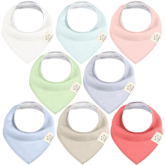 8-Pack Organic Baby Bandana Bibs for Girls - Super Absorbent Triangle Baby Bibs for Drooling and Teething Infant, 100% Cotton Extra Soft for Newborn, Infant 0-36 Months (Spring)