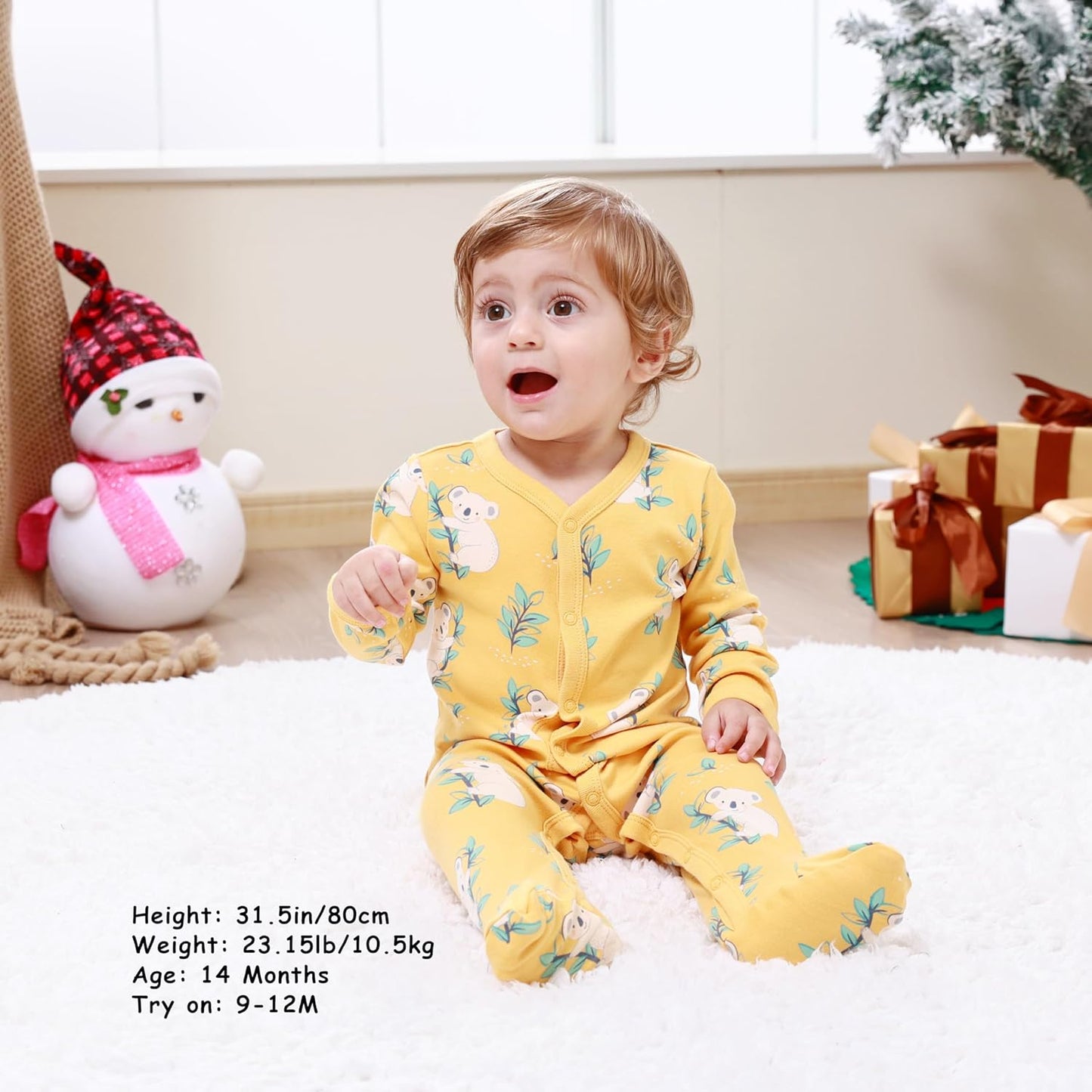 Baby Boys Girls Cotton Footies Multi Pack Long Sleeve Baby Footed One-Piece Jumpsuit Multi Pack