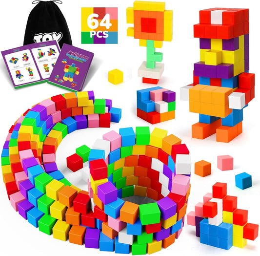 TOY Life 64 Pcs Magnetic Blocks for Toddlers Age 3-5 Magnet Blocks Magnetic Building Block for Kids Ages 4-8 Magnet Block for Kids 3-5 Preschool Creative Stem Building Toys