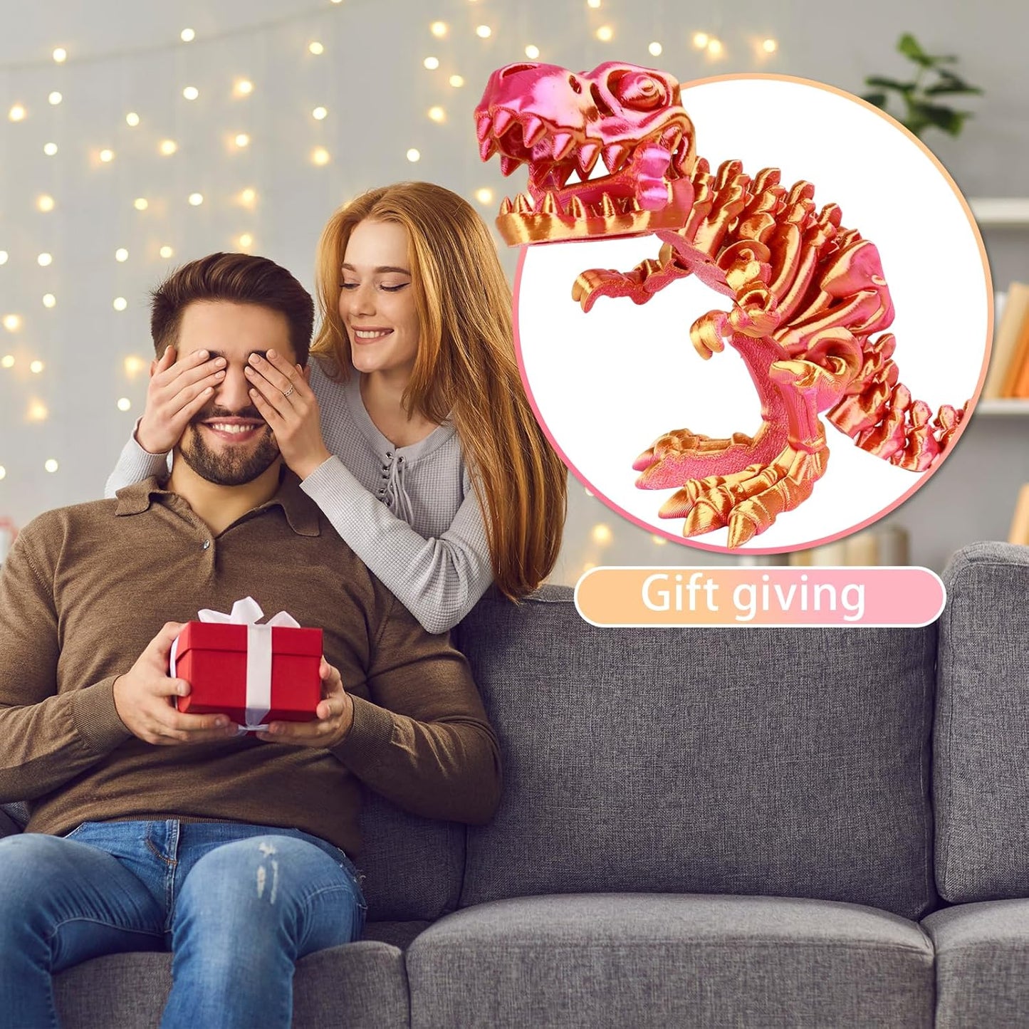 3D Printed Dinosaur Bones Tyrannosaurus Rex Skeleton with Movable Joints, 3D Model Skull T-Rex, Flexible Articulated Dinosaur Fidget Toys Adults for Autism/ADHD