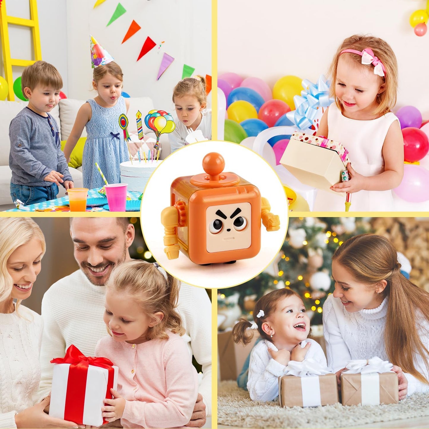 Fidget Robot Cube Fidget Toy, Magic Cube Stress and Anxiety Relief Toys, Fidgets Robot Cube Fidget Toy Cube Relaxing Hand-Held for Adults, Killing Time Cool Fidget Block for ADD/ADHD/OCD (Orange)