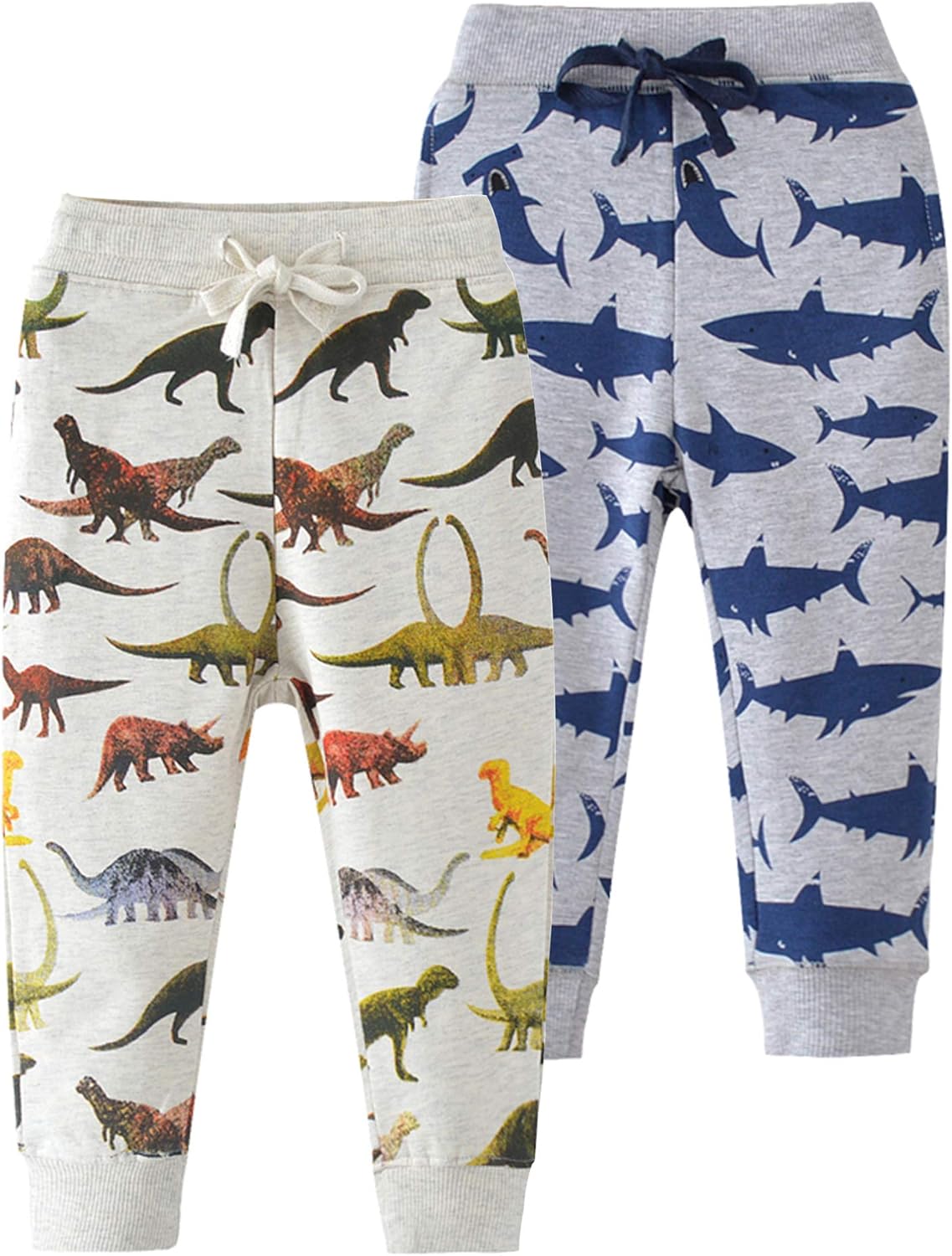 HUAER& Baby Boy's Jogger Pants Dinosaur Car Drawstring Elastic Sweatpants