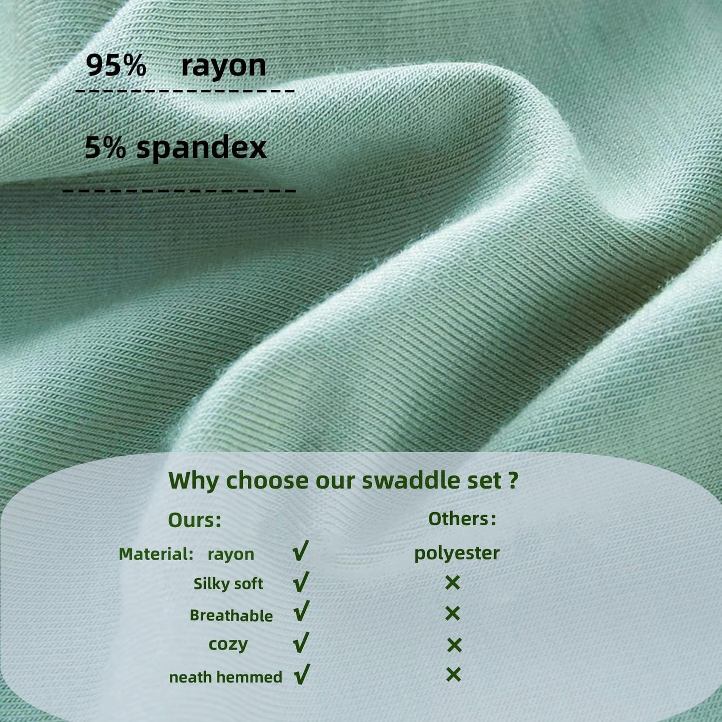 OWLOWLA Swaddle Blanket and Hat Set Newborn Swaddle Wrap Baby Receiving Blanket for Baby Boys Girls(Light Grey)