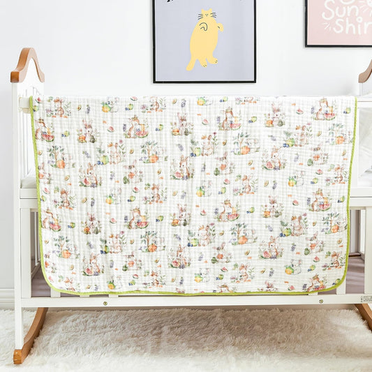 Luxury Muslin Baby Blanket, Soft Swaddle, 6-Layer Cotton Receiving Blanket for Newborn Infant, 43x43 Inch Lightweight Breathable Crib Blanket, Nursery Stroller Toddler Quilt, Animal Print