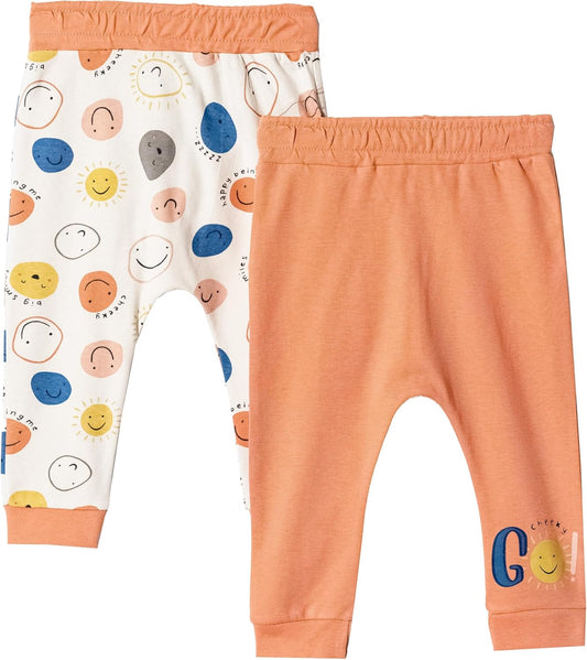 Toddler and Baby Unisex Pants 2-Pack -Baby Pants 0-3 Months to 18-24 Months Baby Cotton Sweatpants Jogger Boy Girl