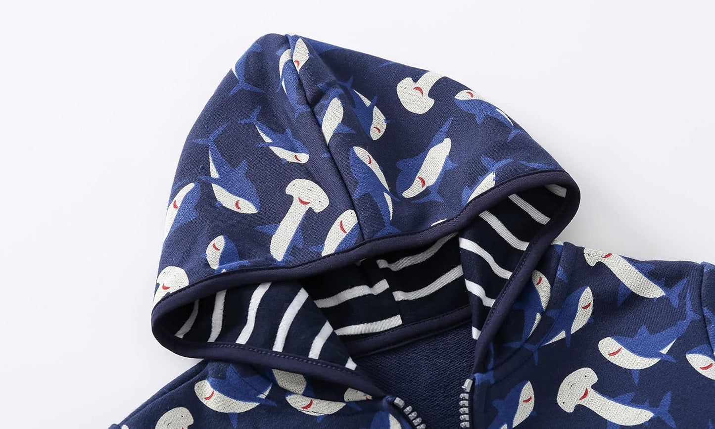 Baby Toddler Boys Dinosaur Hooded Zip Jacket Casual Outerwear Active Sweatshirt