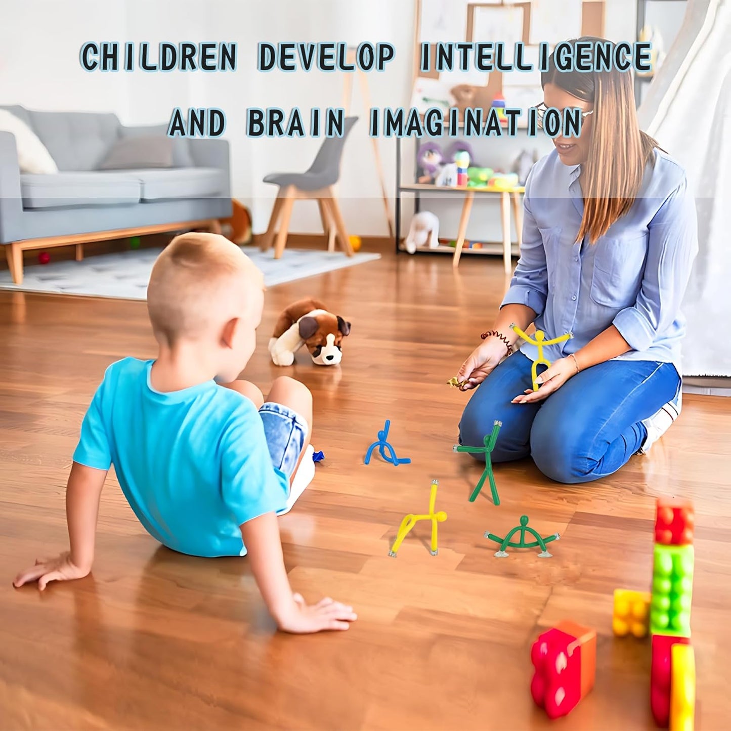 Funny Magnetic Men Toy Sets, Novelty Fidget Toys for Kids Adults, Colorful Shape-Changing Suction Cup Toys, Multipurpose Toys for Stress Relief, Travel, Office Desk, Fridge (Yellow)