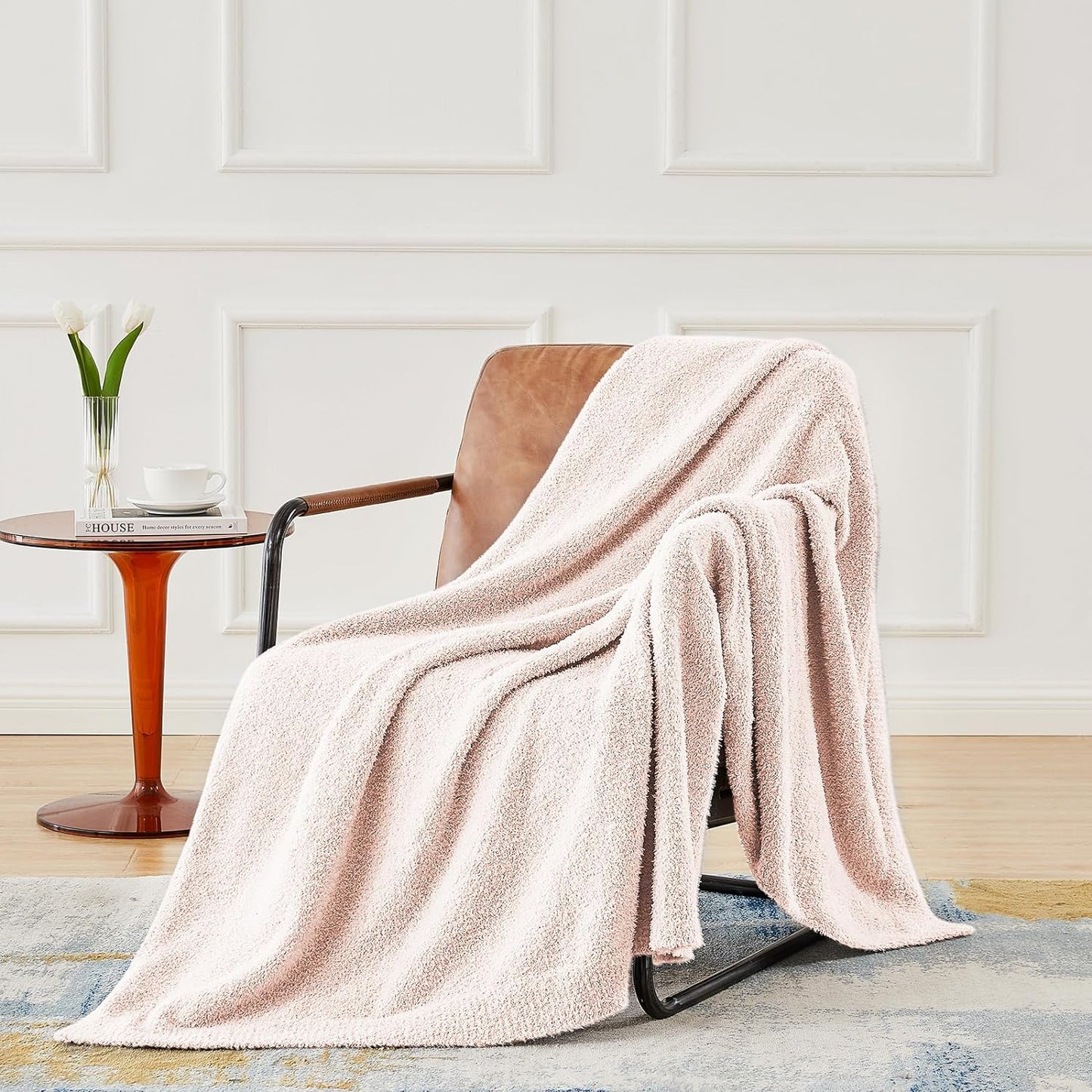 CYMULA Pink Soft Throw Blanket Twin Size Pink 60x80 inches - Lightweight Plush Fuzzy Fluffy Warm Cozy Blankets and Throws for Sofa Bed All Season Use