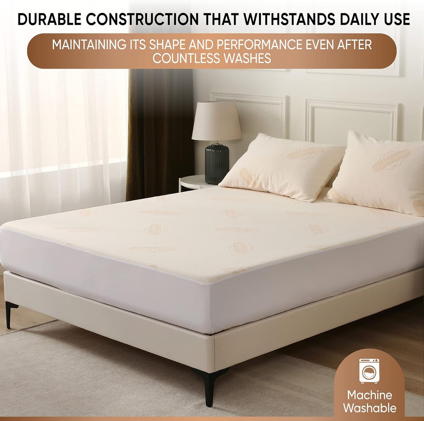 Waterproof Organic Mattress Protector California King - Organic Cotton Breathable Mattress Pad Cover - 200 GSM Comfort - Deep Pocket - Fitted Comfort