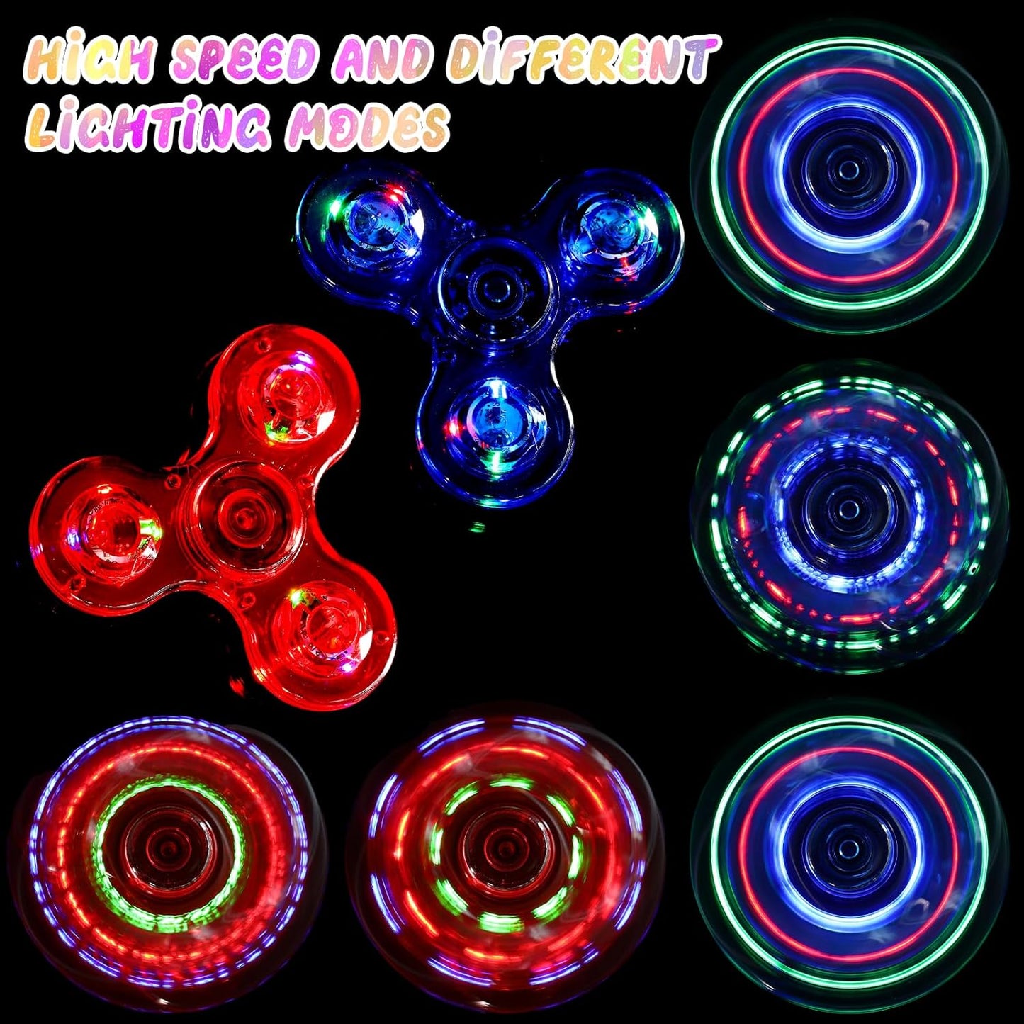 SCIONE 2Pack Fidget Spinners for Kids, LED Light up Sensory Fidget Toys for Kids Adults, Glow in The Dark Toys for Teens Boys Girls Halloween Classroom Prizes, ADHD Stress Anxiety Relief Fidgets