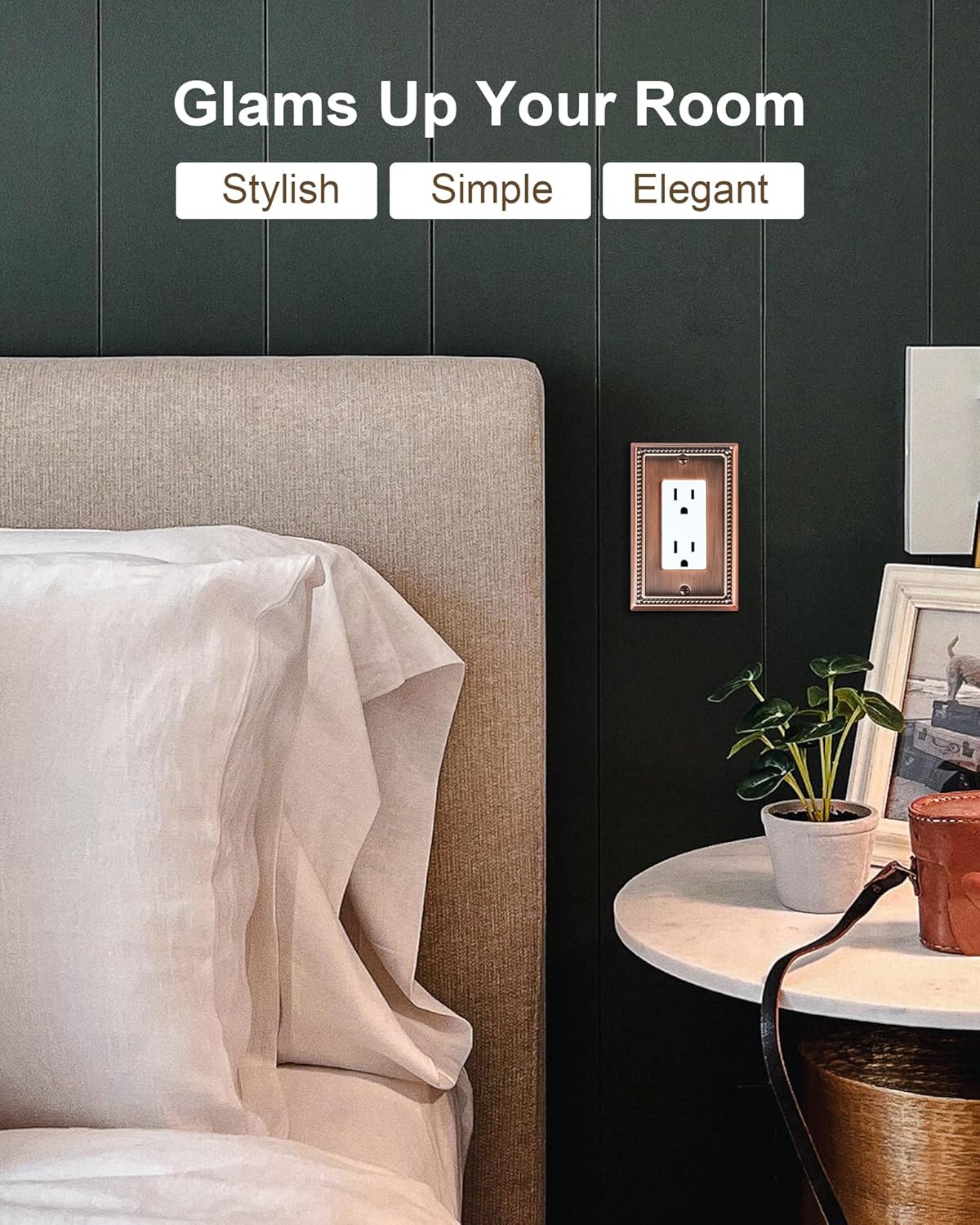 4-Pack Decorator Outlet Cover Plate, Decorative Switch Plates and Outlet Covers, Antique Copper Metal Wall Plates for Electrical Outlets, Receptacle, GFCI Outlet, Dimmer Switch