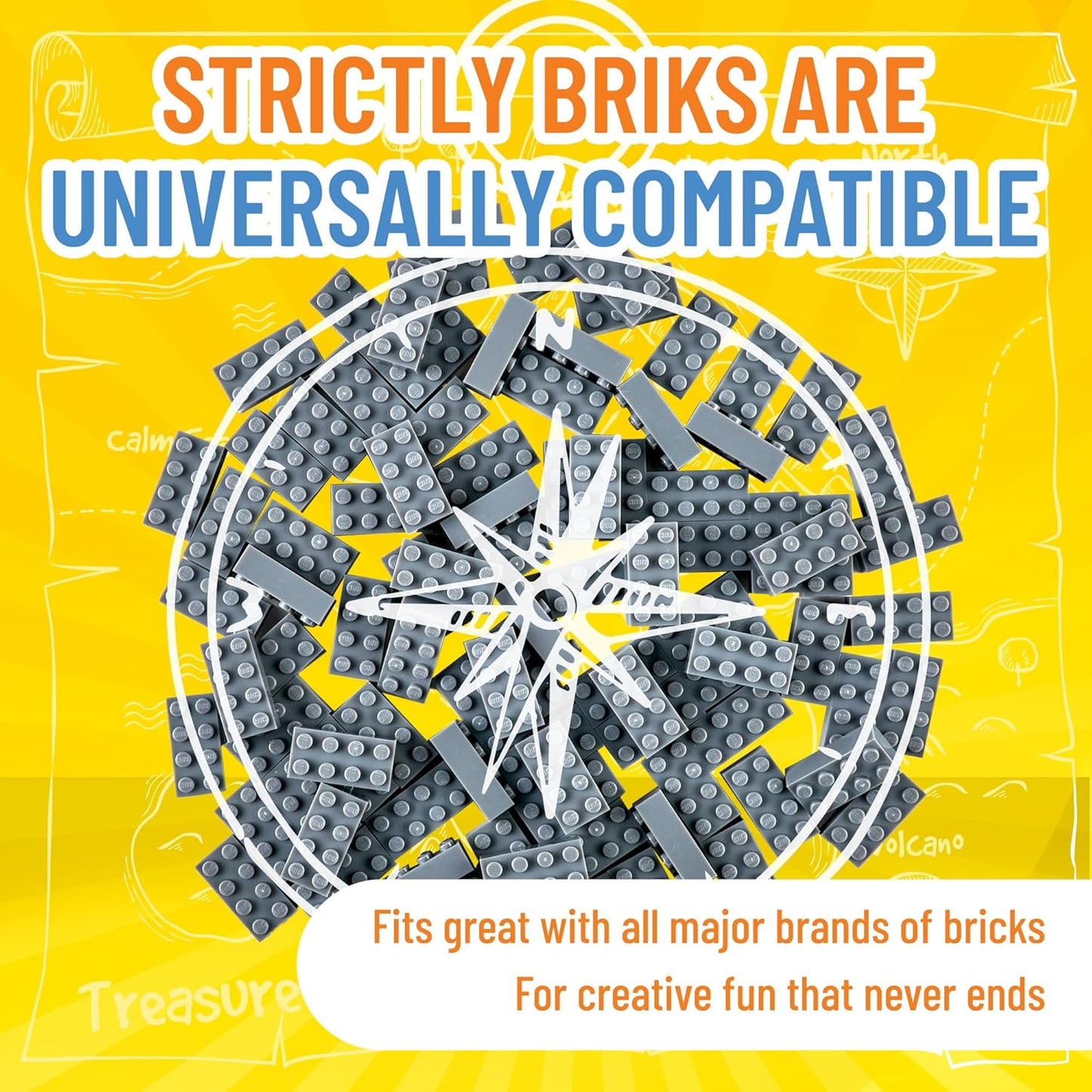 Strictly Briks Classic Brick Starter Kit – 96 Gray 2x4 Stud Pieces - Creative Building Set for Ages 3+ - Compatible with Major Brick Brands