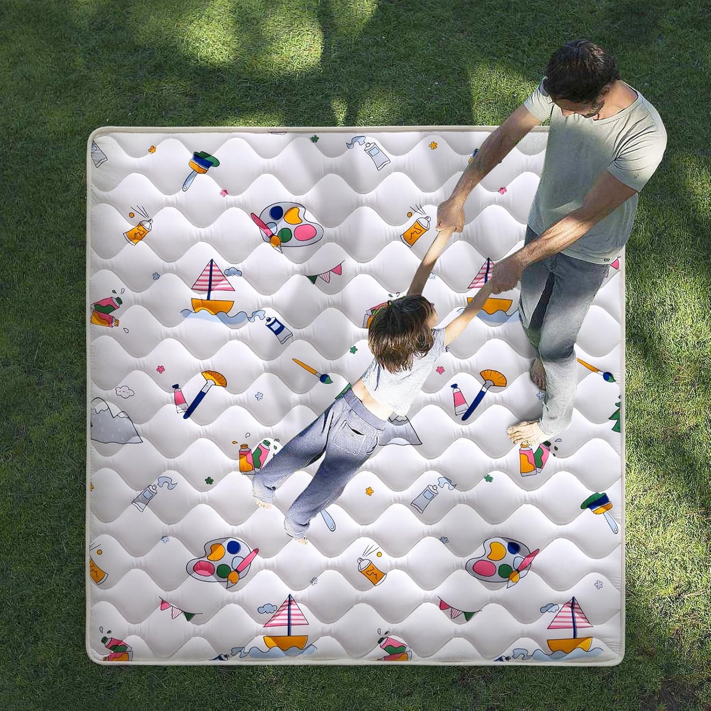 Vibe bear High-Density Foam Baby Play Mat,36x36 Inches Thicken One-Piece Infants Crawling Mat,Comfortable and Soft Baby Playmat,Non Slip Washable Floor Mat for Babies,Infants,Toddlers