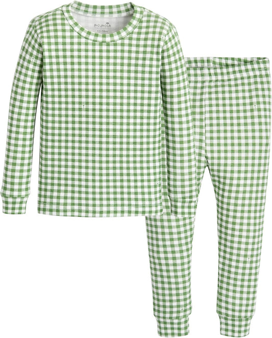 moimoln Plaid Check Soft Cotton Modal 6M-8Y Baby Toddler Long-Sleeve Snug-Fit Pajama Sleepwear Daily
