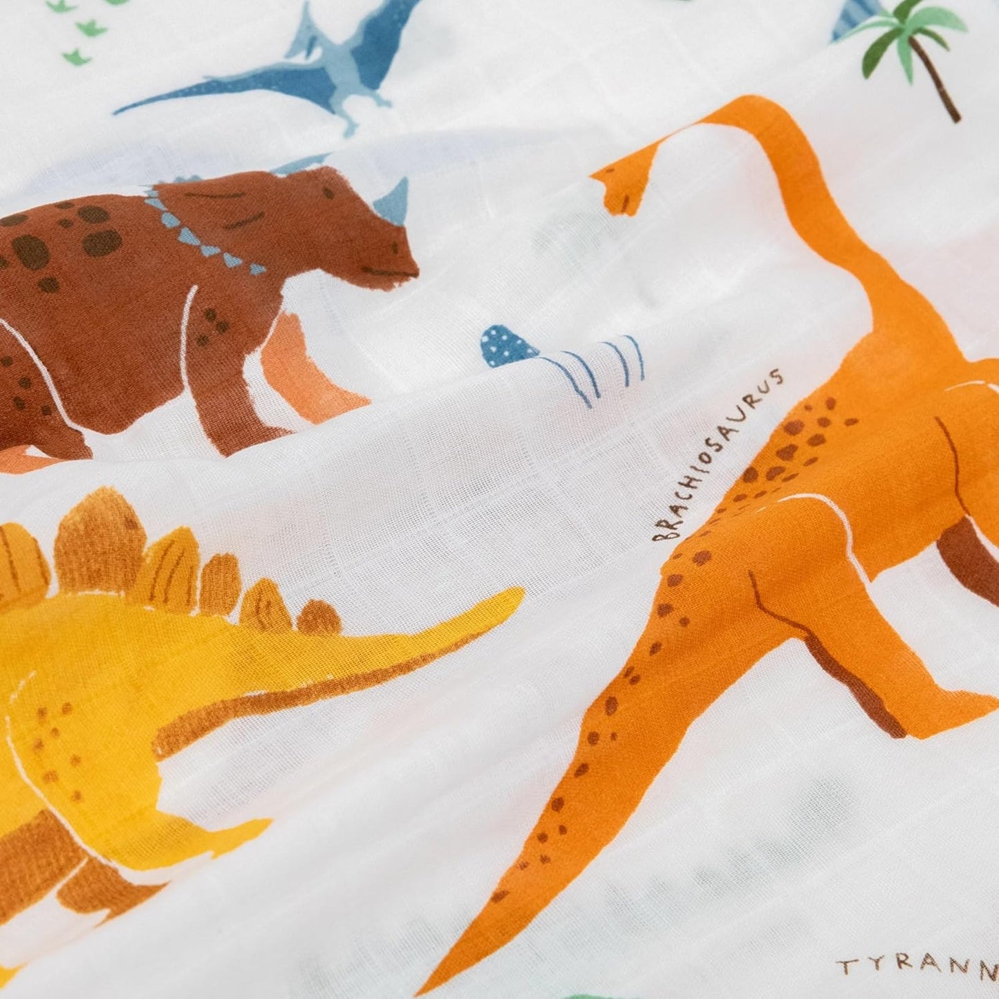 Little Unicorn Standard Pillowcase 2 Pack | Super Soft & Breathable Muslin Fabric | Snug Envelope Closure (Dino Names)