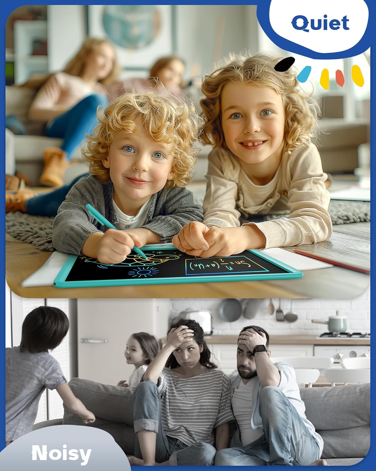 Bravokids 15 Inch LCD Writing Tablet for 3 Year Olds - Electronic Drawing Pad and Doodle Board as Educational Birthday Gifts for Girls and Boys (Blue)