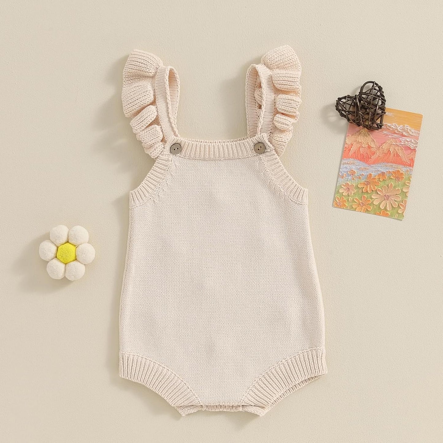 BULINGNA Newborn Infant Baby Girl Summer Romper Sleeveless Floral Knitted Bodysuit One Piece Jumpsuit Baby Girl Overalls