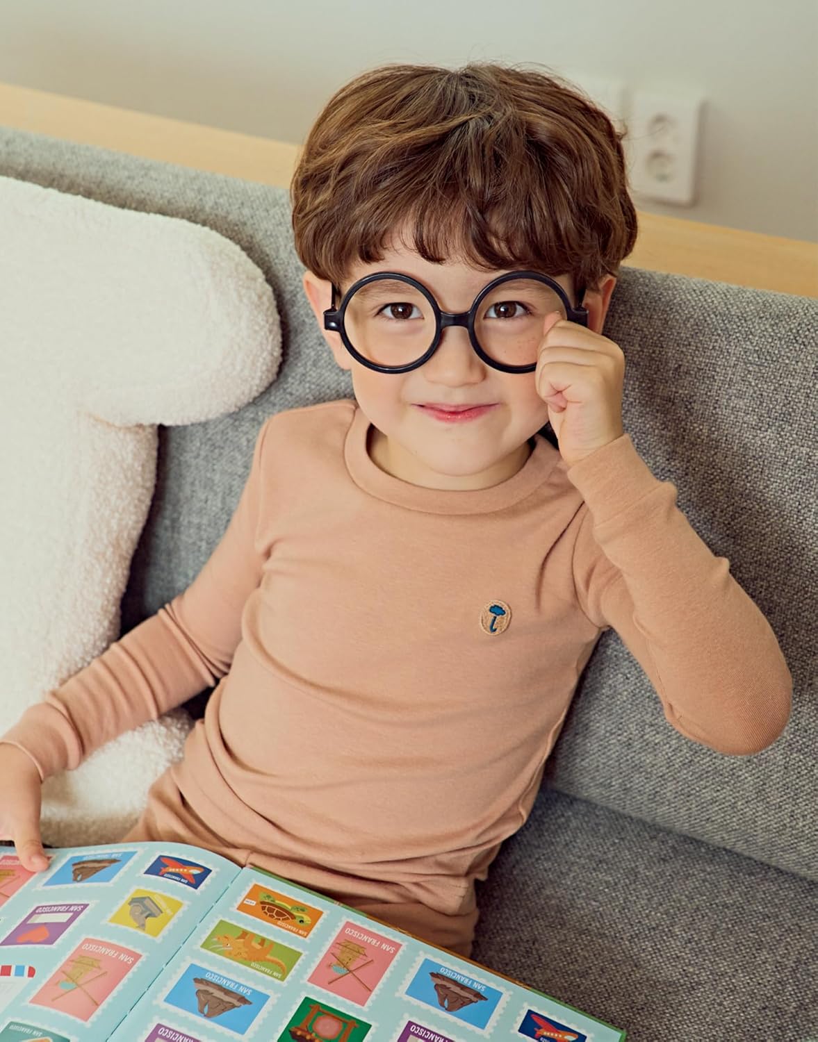 moimoln 6M-8Y Modal Cotton Solid Soft Breathable Baby Toddler Boys Girls Snug fit Pjs Long Sleeve Pajamas Set Sleepwear Daily