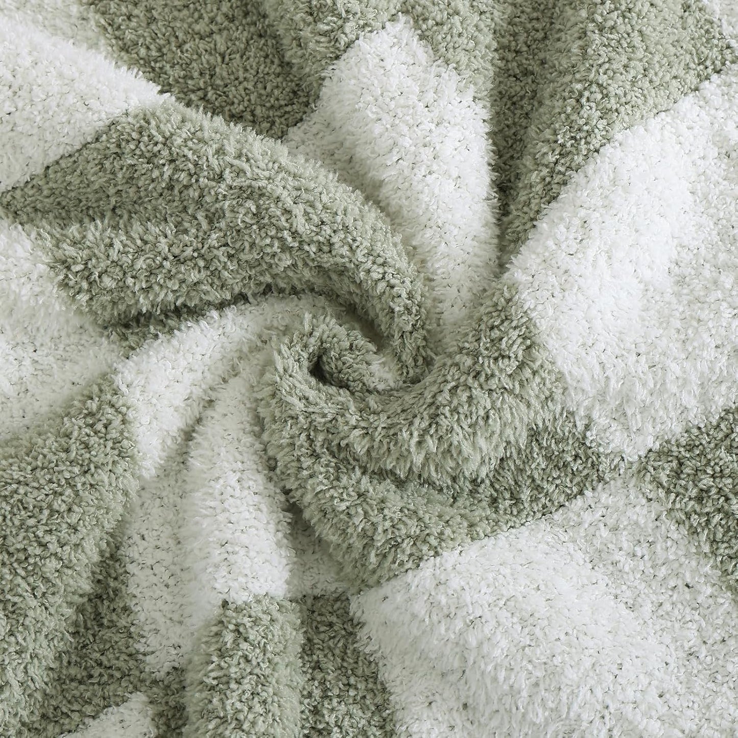 WRENSONGE Checkered Throw Blanket, Sage GreenSoft Cozy Fluffy Warm Hand Made Throw Blankets for Couch, Sofa, Chair, Bed, Camping, Picnic, Travel Lightweight Bed Blanket - 30"*40"