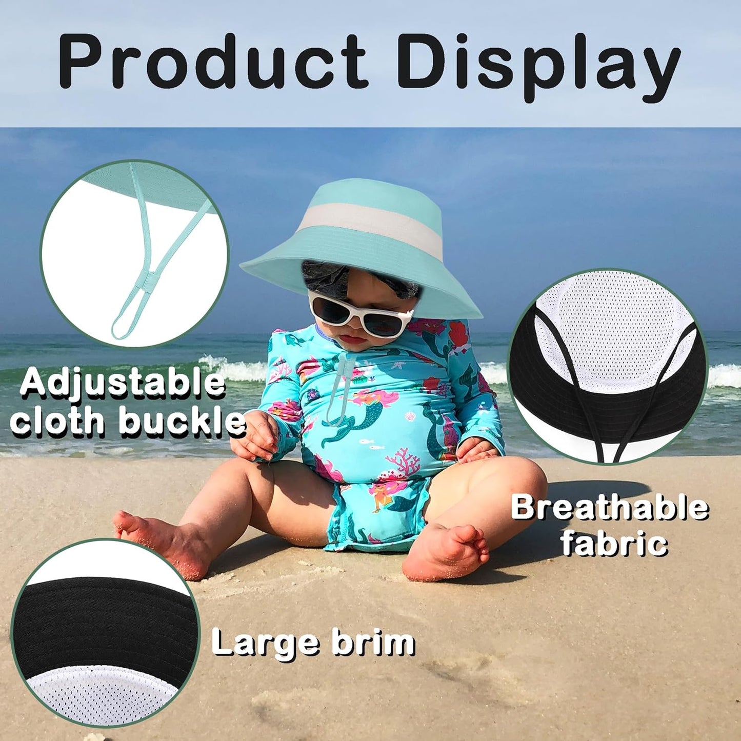 LPMOERA Baby Sun Hat Baby Boy Toddler Bucket Hats UPF 50+ for Baby Girls Boys Infant Beach Hat